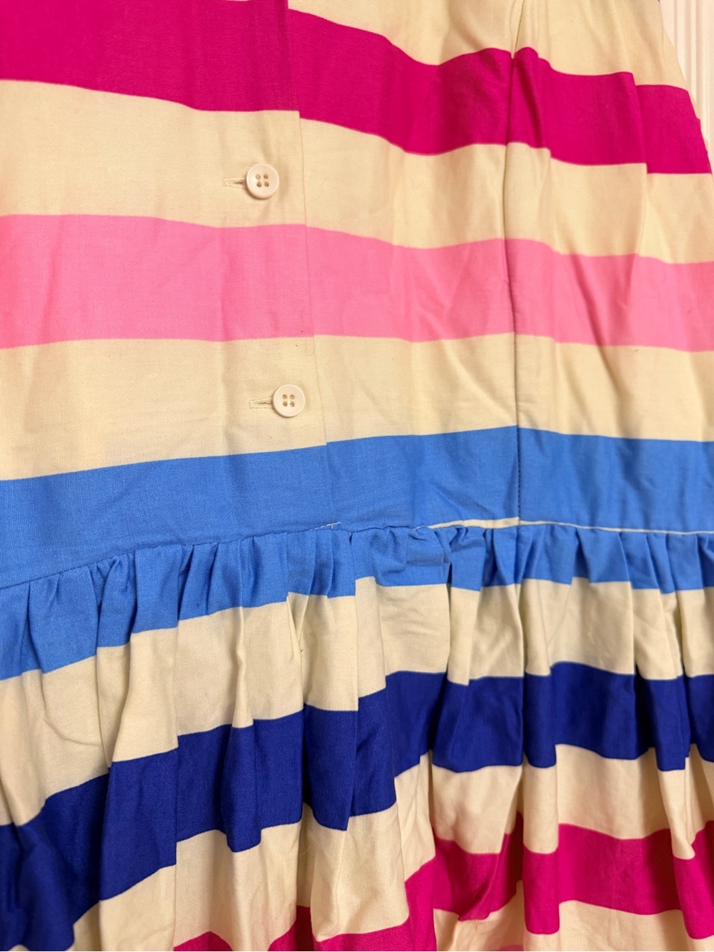 Lindy Bop Striped Sleeveless Collar Dress - Pink, Blue & Cream - Picture 3 of 4